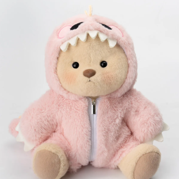 Getahug Pink Furry Dino Bear | Handmade Jointed Teddy Bear Gift