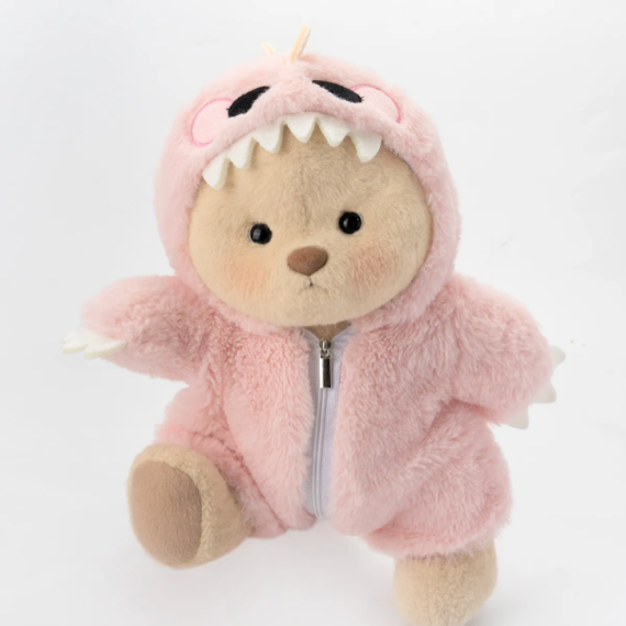 Getahug Pink Furry Dino Bear | Handmade Jointed Teddy Bear Gift