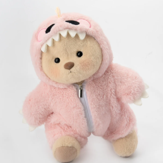 Getahug Pink Furry Dino Bear | Handmade Jointed Teddy Bear Gift