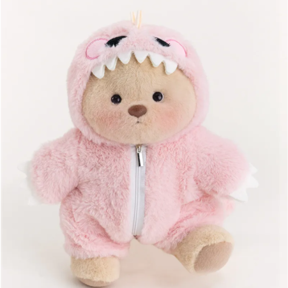 Getahug Pink Furry Dino Bear | Handmade Jointed Teddy Bear Gift
