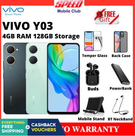 【Cool!!!New Users OnlyIt can be divided into twelve installments, each installment is S$5.99】Vivo Y03 (4/128GB) (4/64GB) | Vivo Y02S (3GB/64GB) | Vivo Y02T (4/128GB) | 2 Years Vivo Warranty | Free Gifts !!!